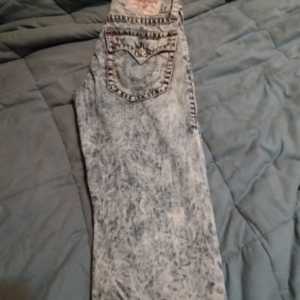 True Religion Acid Wash Jeans Straight Leg Size 30